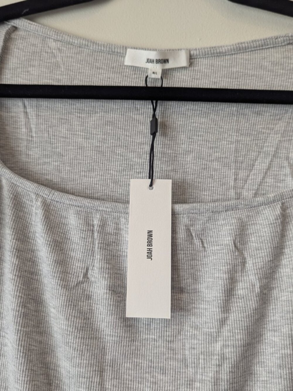 Joah Brown Square Neck Long Sleeve in Pearl Grey Rib - Picture 6 of 6